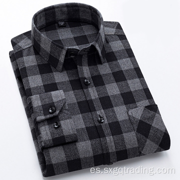 Camisa de franela de manga larga para hombre